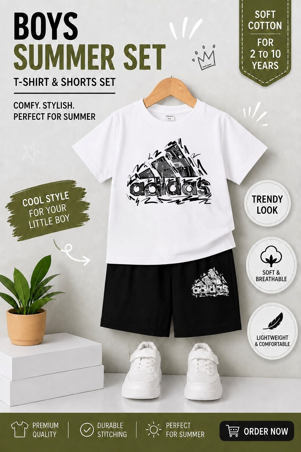 Kids DTF Print T-Shirt & Shorts Summer Set
