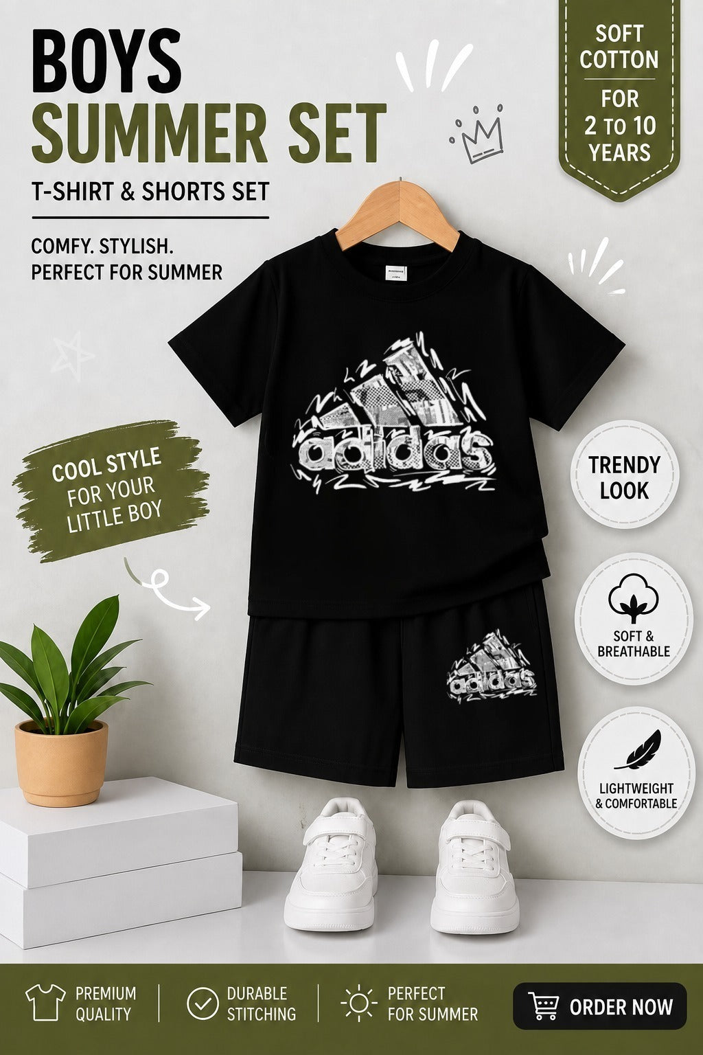 Kids DTF Print T-Shirt & Shorts Summer Set