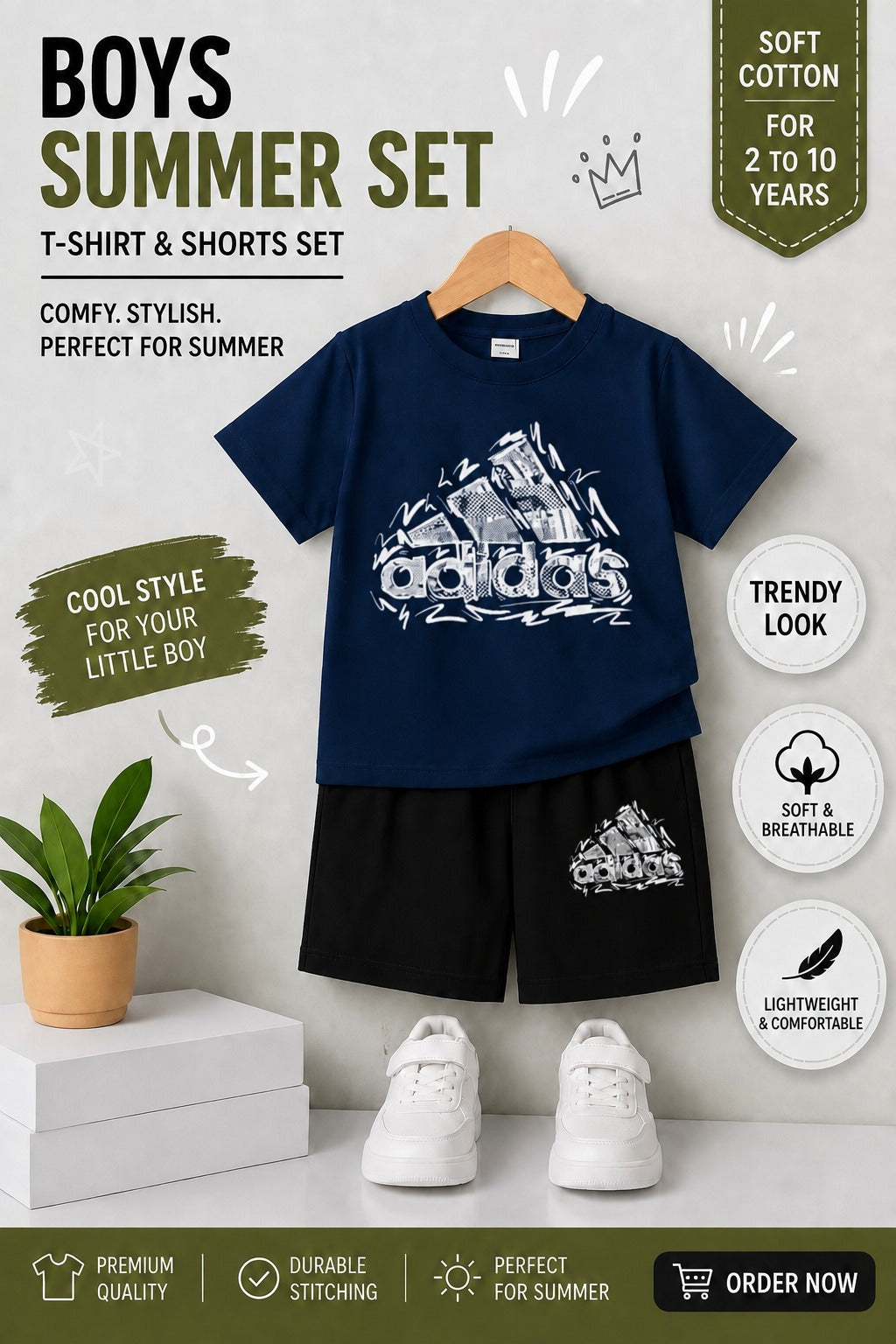 Kids DTF Print T-Shirt & Shorts Summer Set
