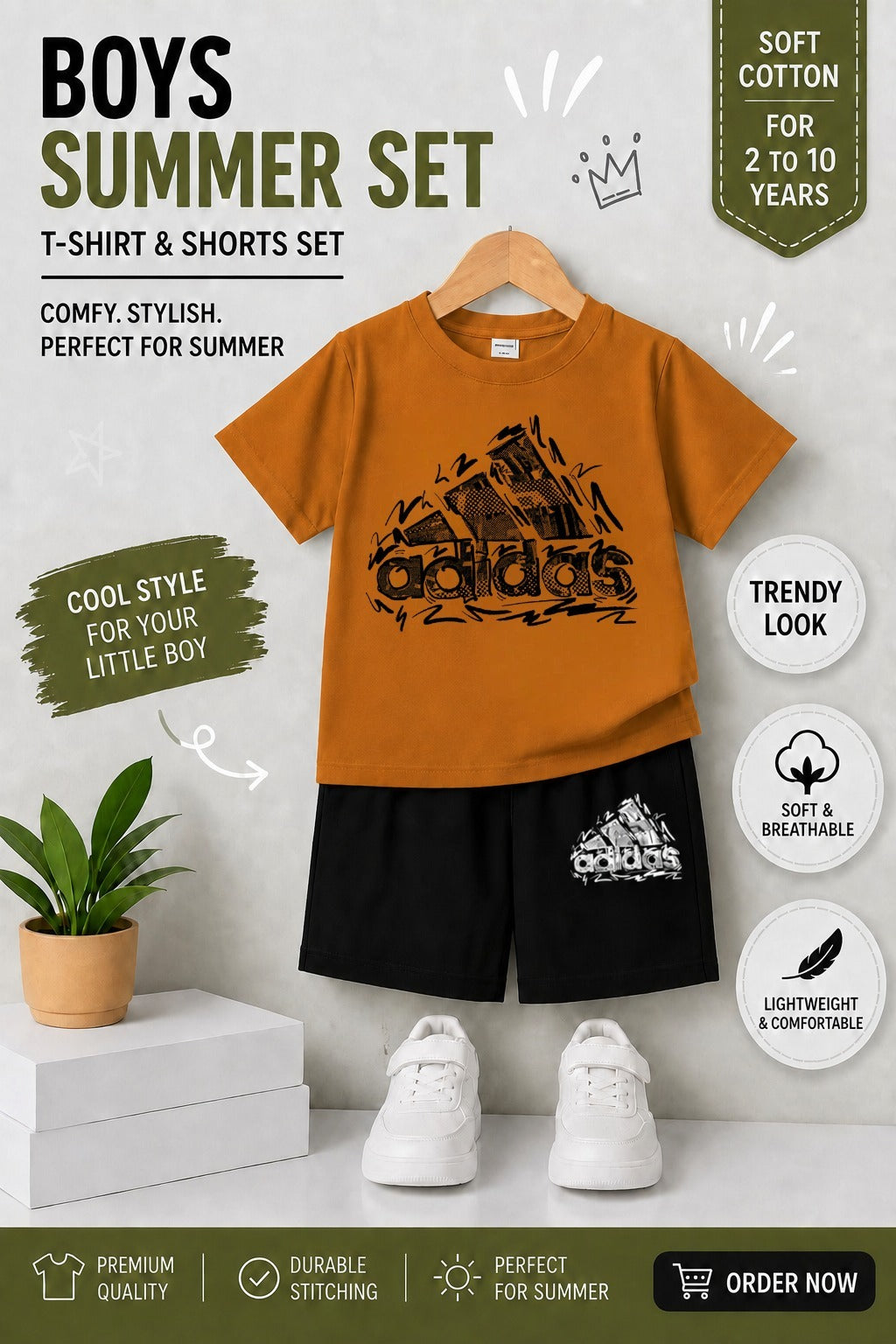 Kids DTF Print T-Shirt & Shorts Summer Set