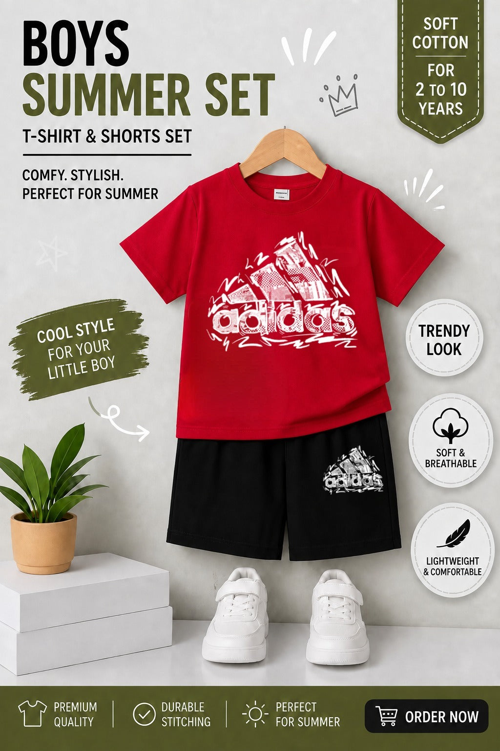 Kids DTF Print T-Shirt & Shorts Summer Set