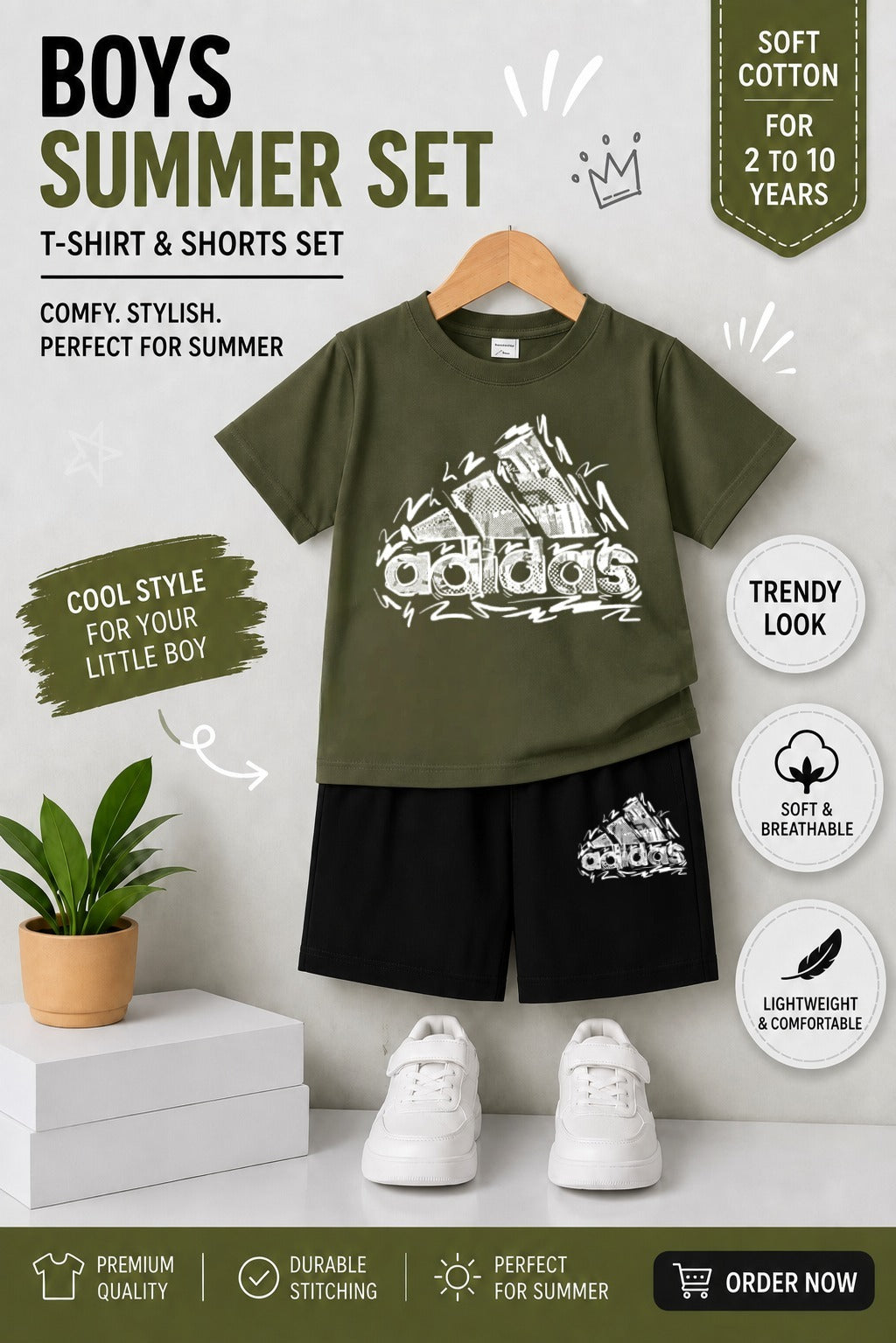 Kids DTF Print T-Shirt & Shorts Summer Set