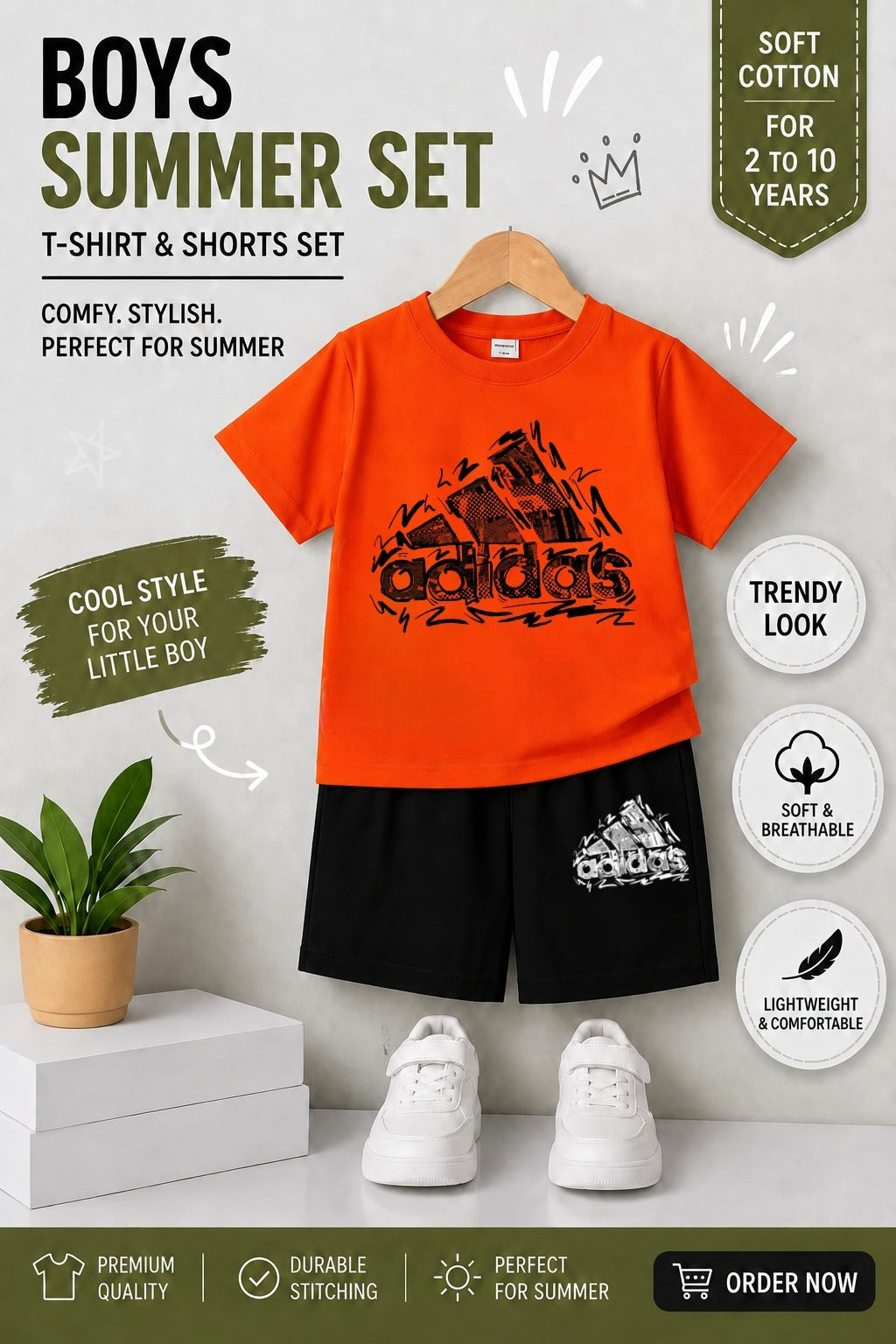 Kids DTF Print T-Shirt & Shorts Summer Set
