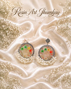 Handcrafted Resin Art Jhumkay with Dried Flowers