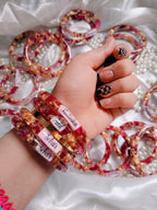 Pair of Customised Resin Art Bangles with Floral & Glitter Design