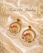 Handcrafted Resin Art Jhumkay with Dried Flowers