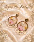 Handcrafted Resin Art Jhumkay with Dried Flowers