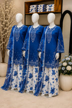 3-Piece Ready to Wear Premium Cotton Embroidered Suit with Digital Printed Farshi Shalwar