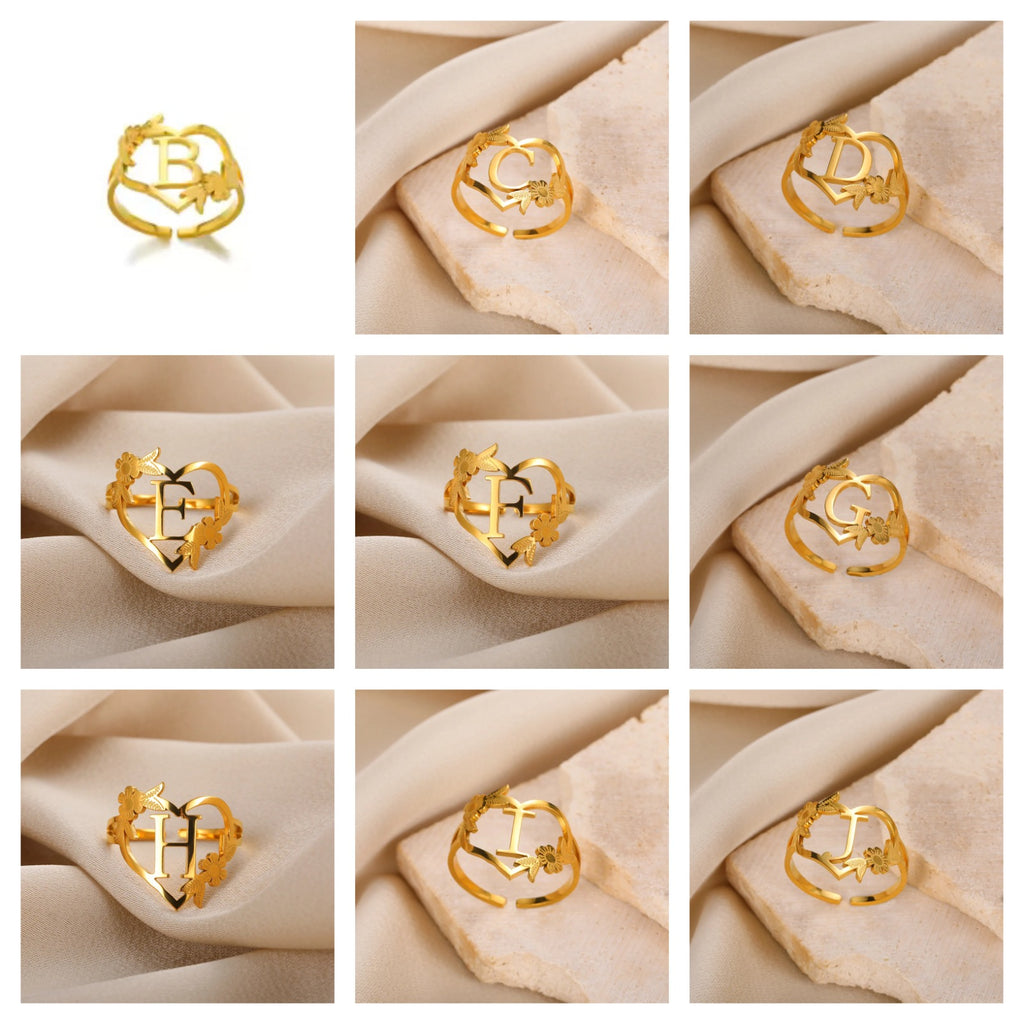 Pack of 2 Customise Initial Ring & Name Locket – Gold-Plated Personalised Jewellery Set
