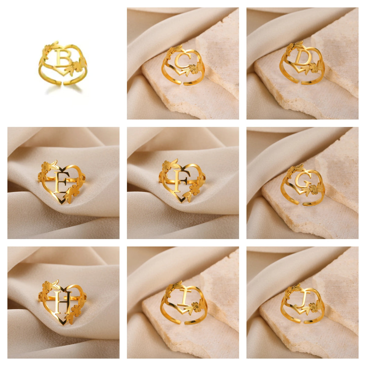 Pack of 2 Customise Initial Ring & Name Locket – Gold-Plated Personalised Jewellery Set