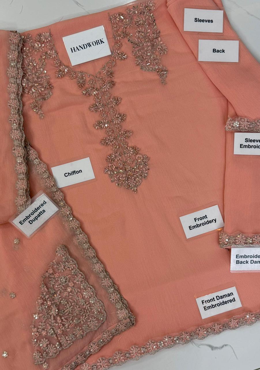 3-Piece Embroidered Chiffon Addawork Suit with Malai Inner & Trouser