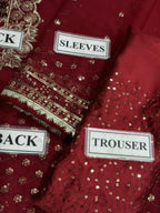 3-Piece Sequenced Chiffon Suit with Silk Trouser