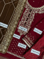 3-Piece Sequenced Chiffon Suit with Silk Trouser