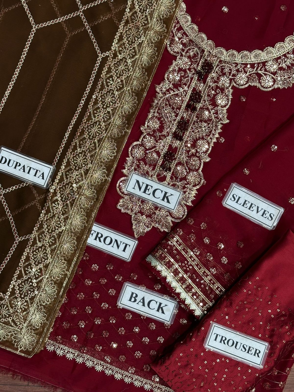 3-Piece Sequenced Chiffon Suit with Silk Trouser