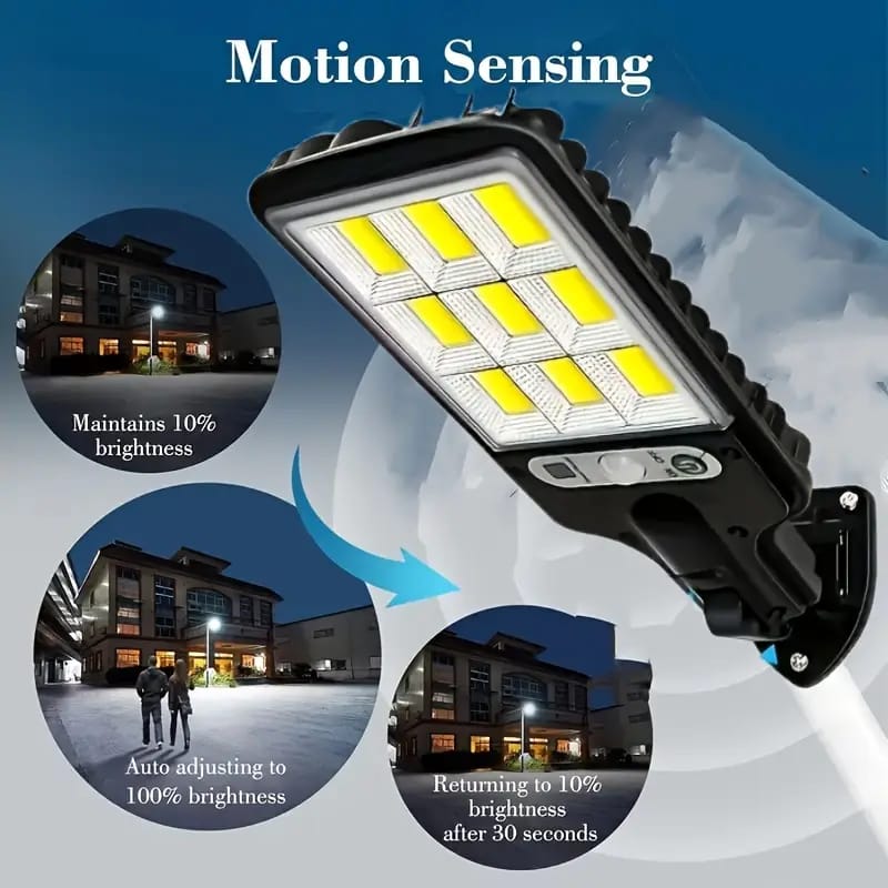 200W Solar-Powered Outdoor LED Street Light with Remote Control & Motion Sensor