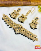 Fancy Zircon Stones Work Manjoos Choker Set with Earrings & Tika