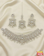 Fancy Zircon Stones Work Manjoos Choker Set with Earrings & Tika