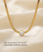 Stainless Steel Single Diamond Snake Chain Pendant for Women | Elegant Minimalist Neckpiece