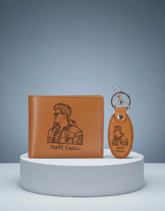 Customise Photo & Name Engraved Leather Wallet