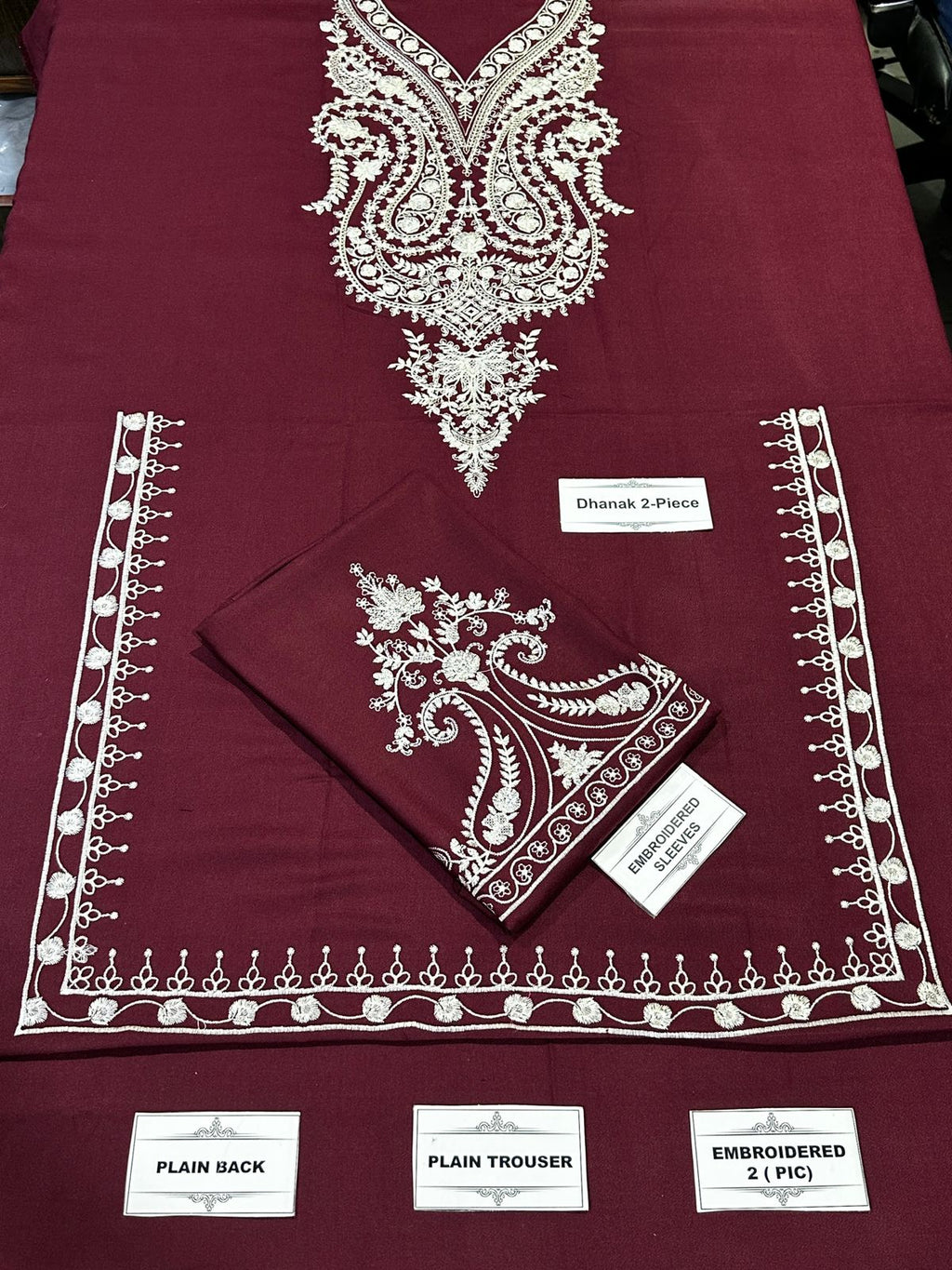 2-Piece Dhanak Embroidered Winter Suit for Women