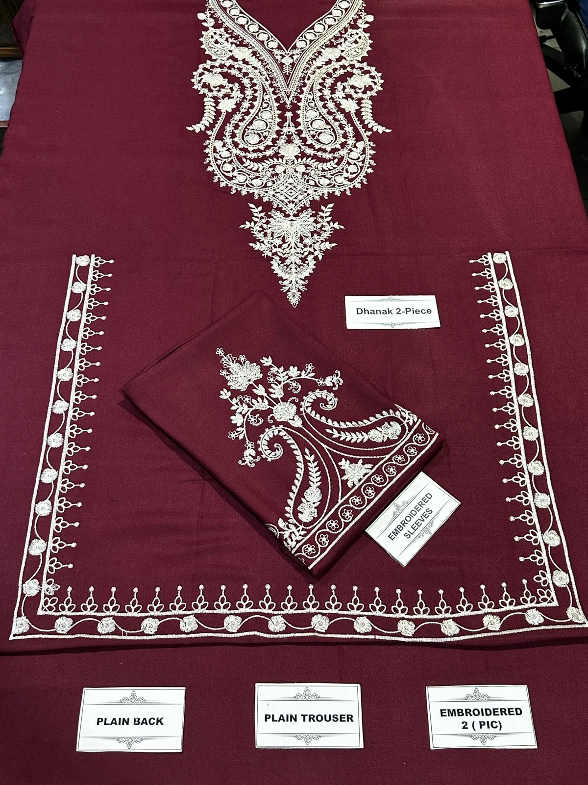 2-Piece Dhanak Embroidered Winter Suit for Women