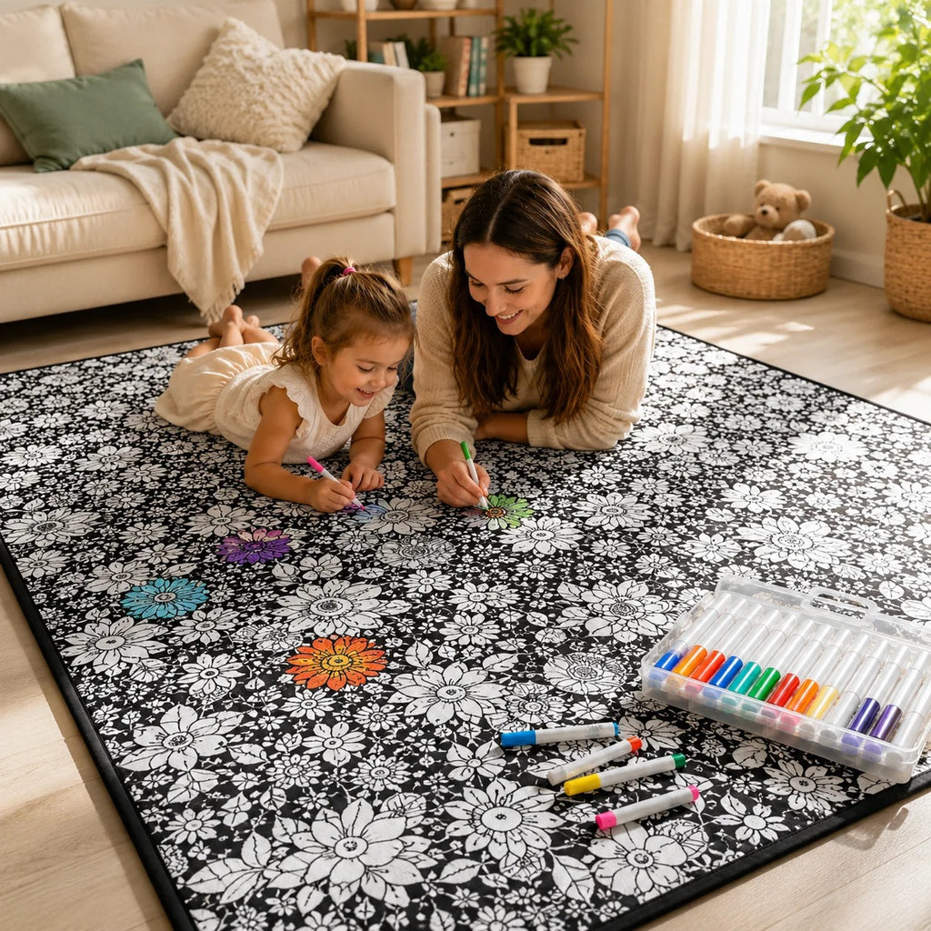 DIY Colorable Throw Blanket with 12 Washable Markers