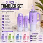 Pack of 3 Multicolor Tumbler Bottles with Straws & Lids