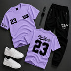 2-Piece Men's & Boys' Printed Summer Jersey Tracksuit – Casual T-Shirt & Trouser Set