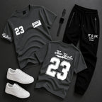 2-Piece Men's & Boys' Printed Summer Jersey Tracksuit – Casual T-Shirt & Trouser Set