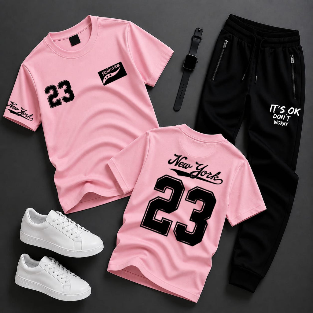 2-Piece Men's & Boys' Printed Summer Jersey Tracksuit – Casual T-Shirt & Trouser Set