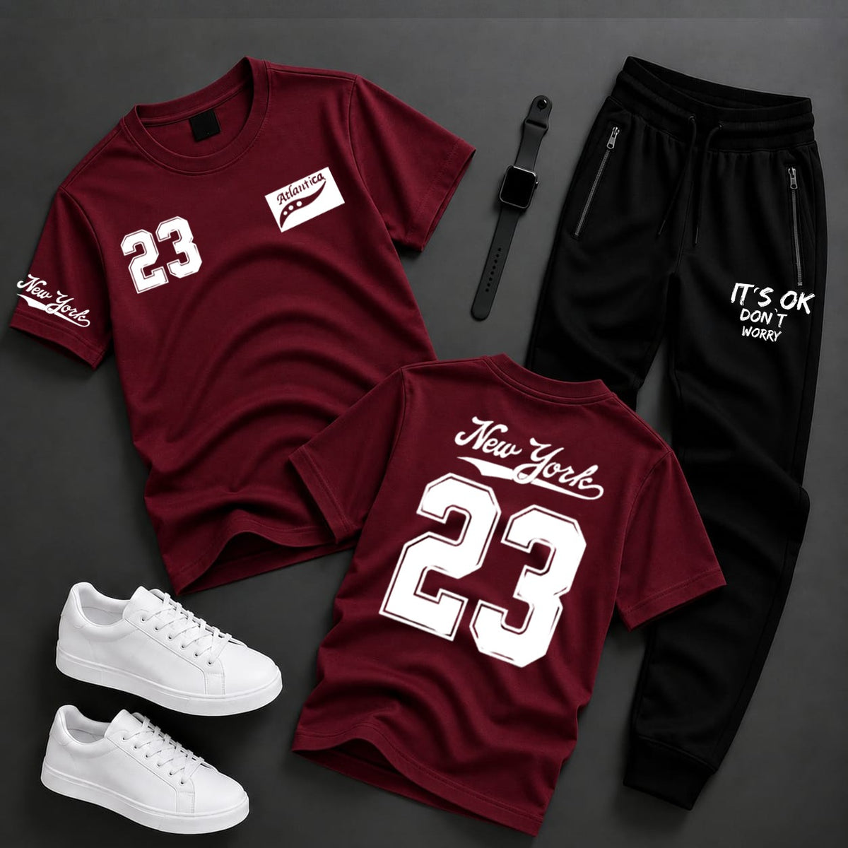 2-Piece Men's & Boys' Printed Summer Jersey Tracksuit – Casual T-Shirt & Trouser Set