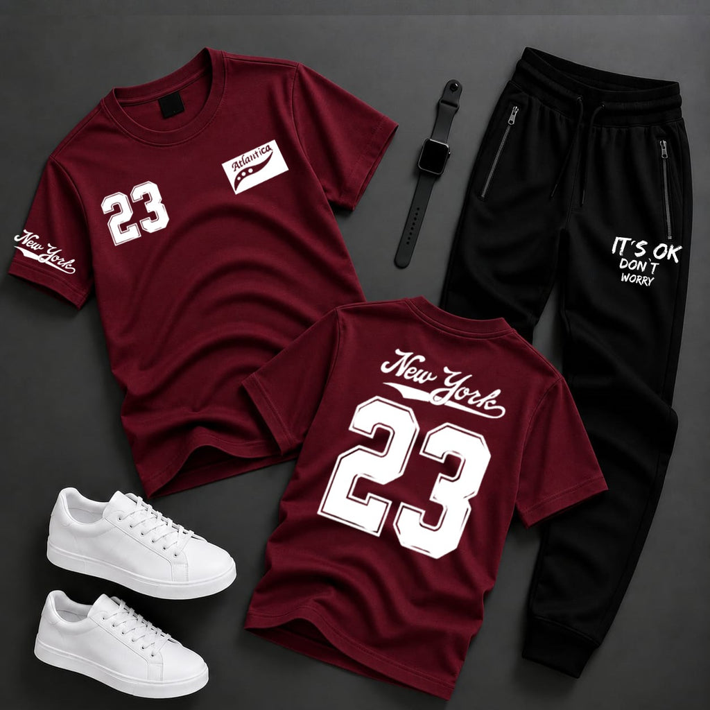 2-Piece Men's & Boys' Printed Summer Jersey Tracksuit – Casual T-Shirt & Trouser Set