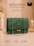 Stylish Chain Handle Women's Handbag – Elegant Chic Purse with Golden Details