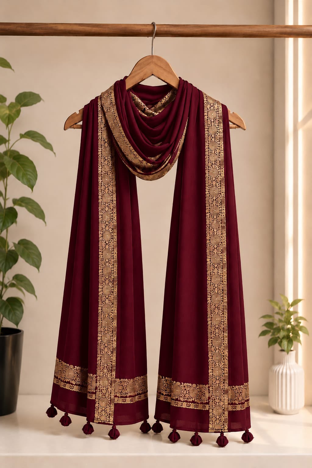 Premium Elegant Embroidered Wool Shawl for Women – Winter Warm Stole