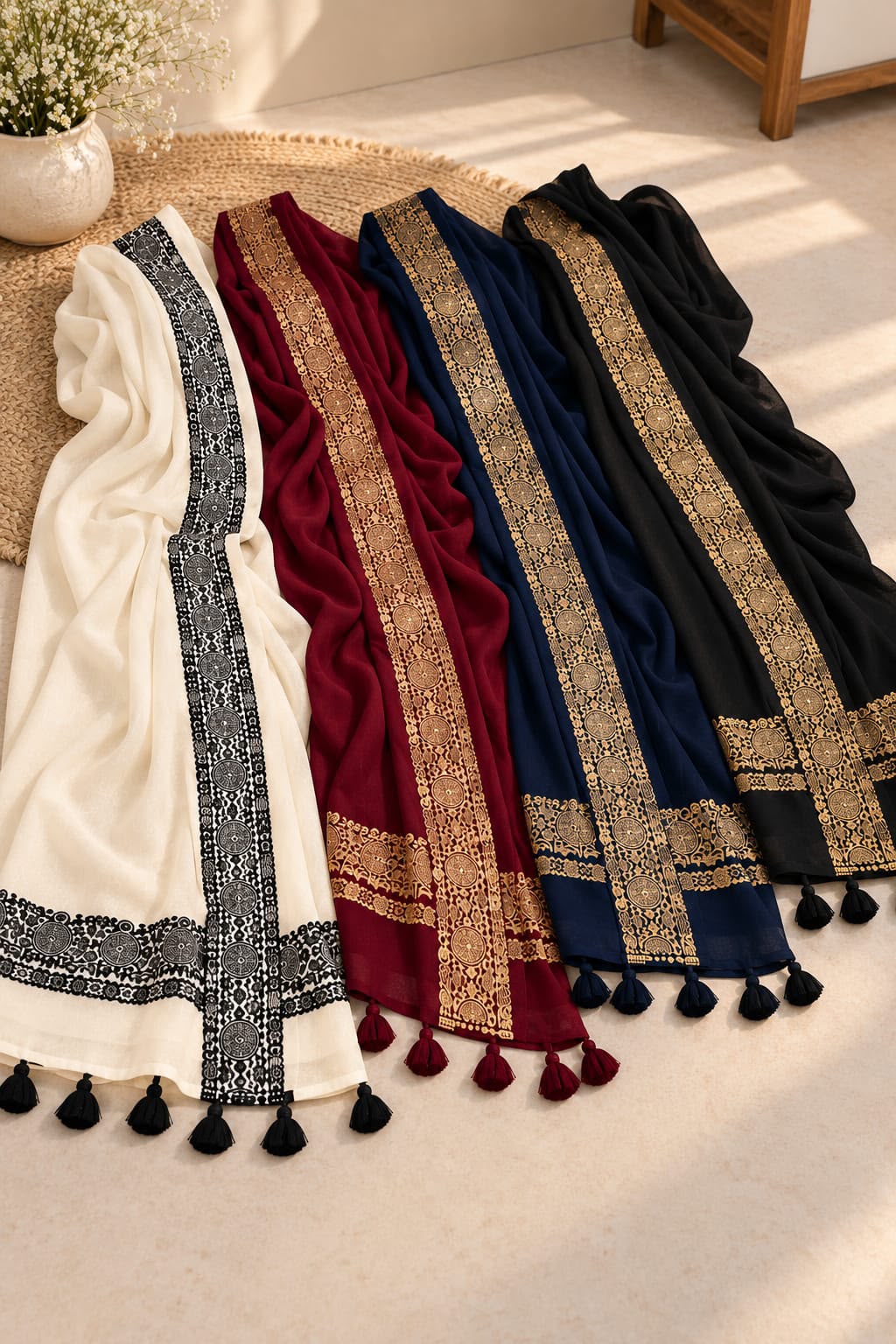 Premium Elegant Embroidered Wool Shawl for Women – Winter Warm Stole