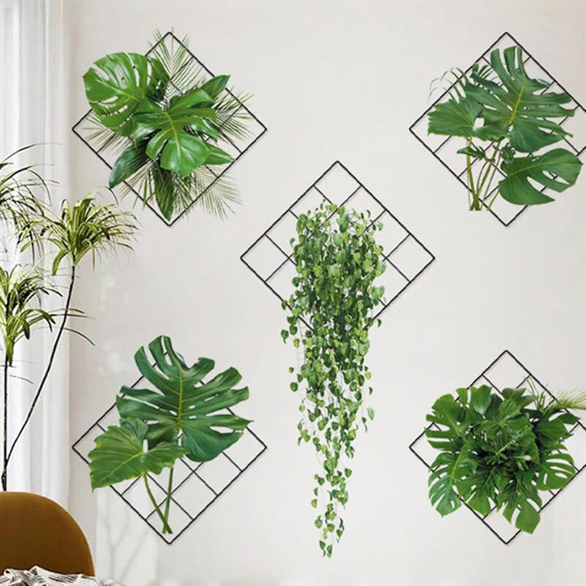 3D Tropical Green Plant & Ivy Wall Sticker – Self-Adhesive Botanical Décor