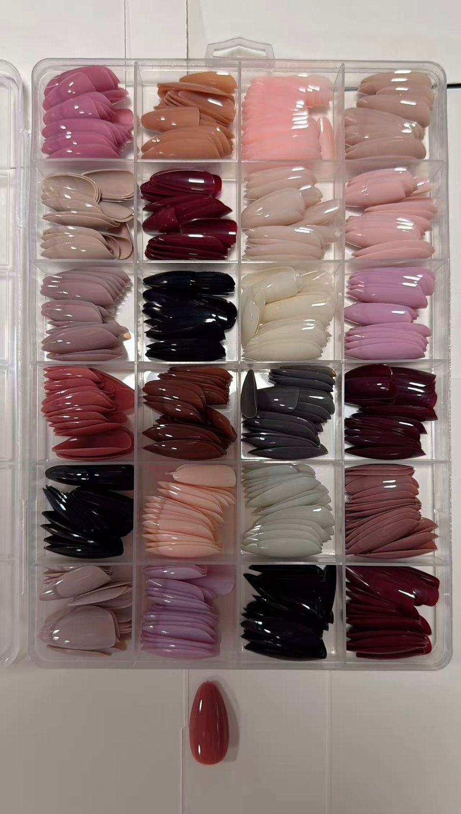 576-Piece Assorted False Nails Box with Free Nail Glue – Multi-Color Press-On Nail Tips Kit