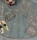 3-Piece Wedding Edition Heavy Embroidered Chiffon Suit