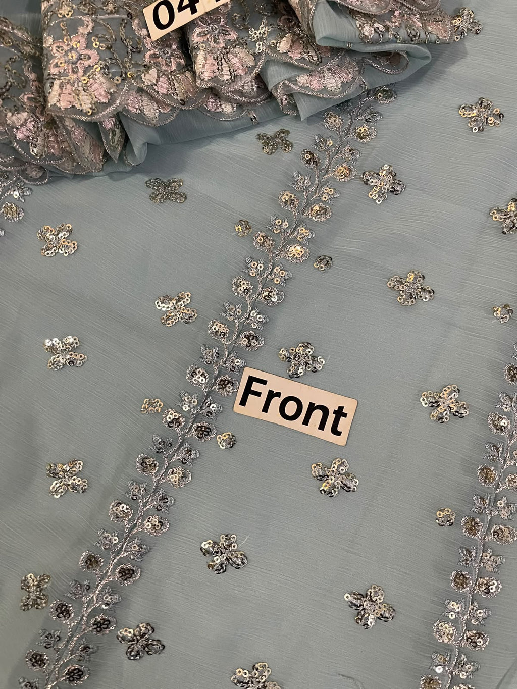 3-Piece Wedding Edition Heavy Embroidered Chiffon Suit