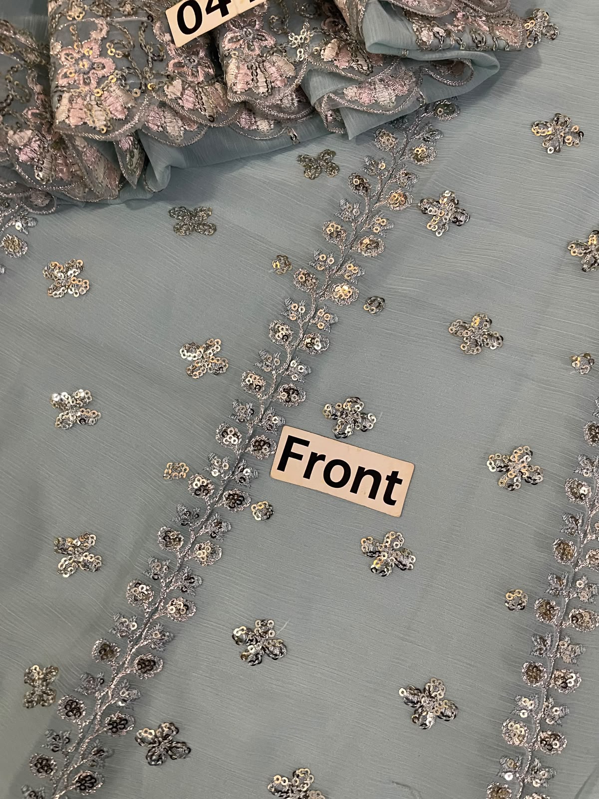 3-Piece Wedding Edition Heavy Embroidered Chiffon Suit