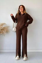 2-Piece Winter Arrival Zipper Highneck Drop-Shoulder Track Suit