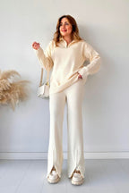 2-Piece Winter Arrival Zipper Highneck Drop-Shoulder Track Suit