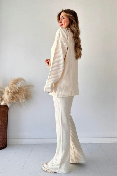 2-Piece Winter Arrival Zipper Highneck Drop-Shoulder Track Suit