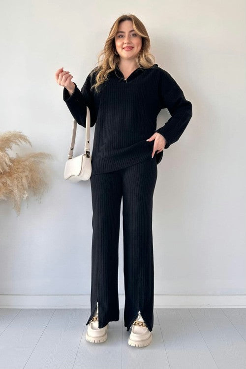 2-Piece Winter Arrival Zipper Highneck Drop-Shoulder Track Suit