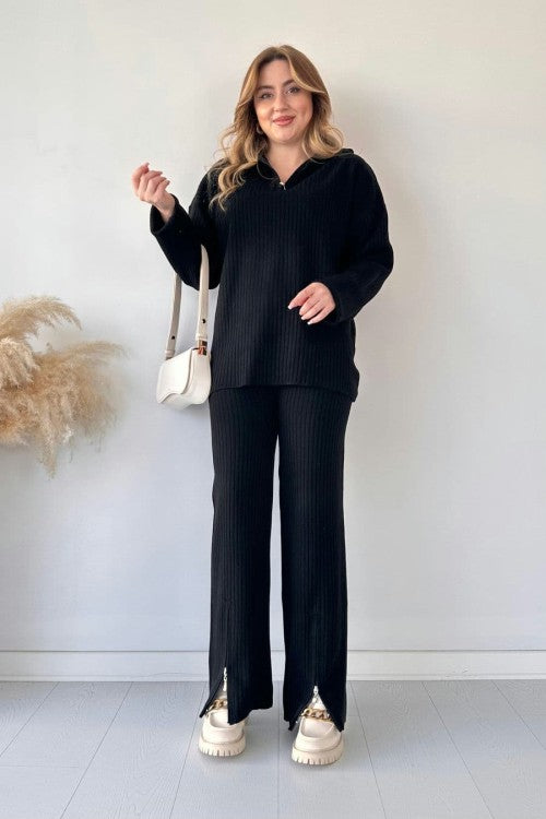 2-Piece Winter Arrival Zipper Highneck Drop-Shoulder Track Suit