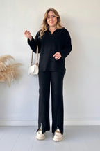 2-Piece Winter Arrival Zipper Highneck Drop-Shoulder Track Suit