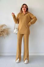 2-Piece Winter Arrival Zipper Highneck Drop-Shoulder Track Suit