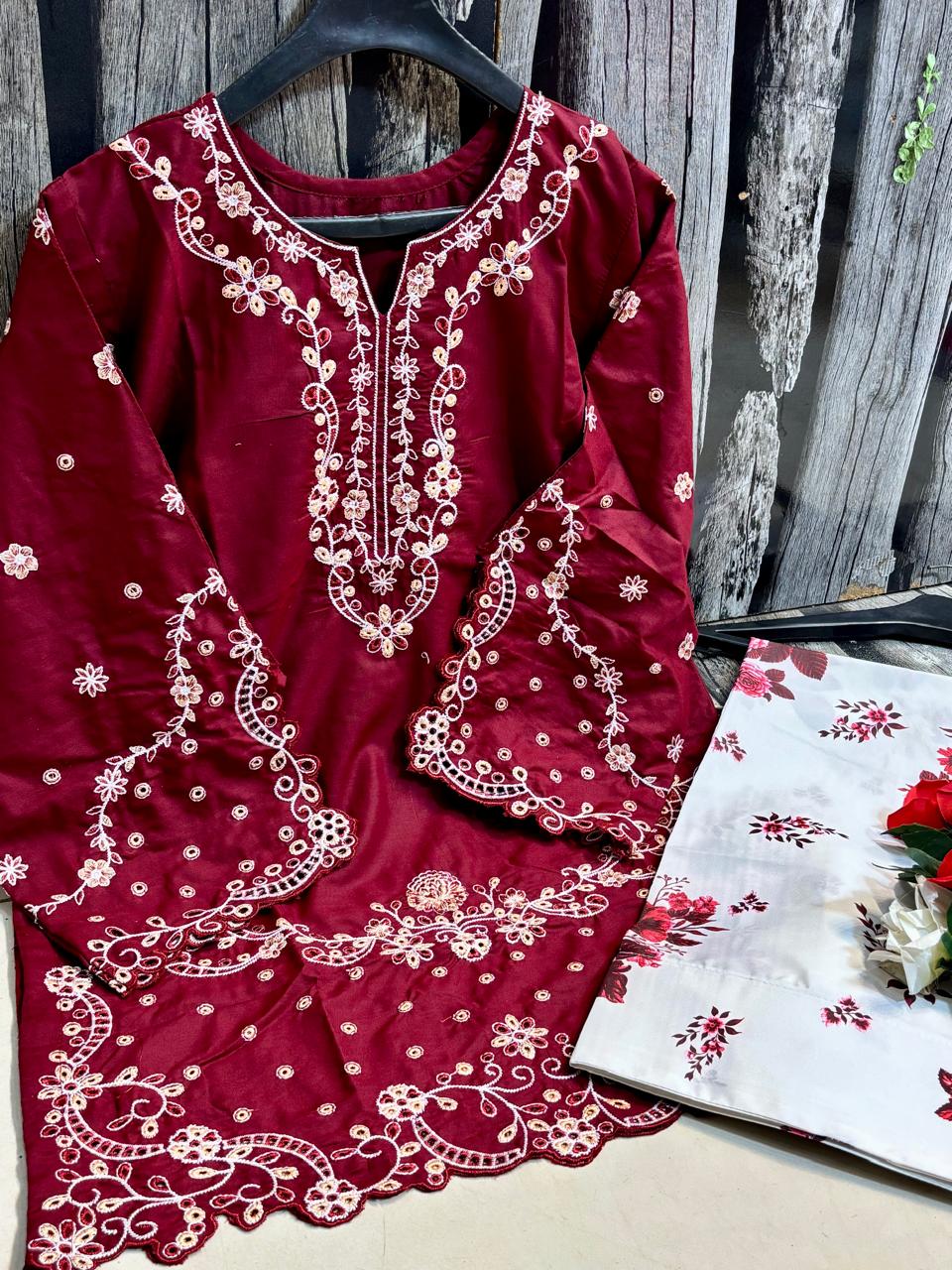 Ready to Wear 2-Piece Pure Cotton Chikankari Suit with Farshi Shalwar