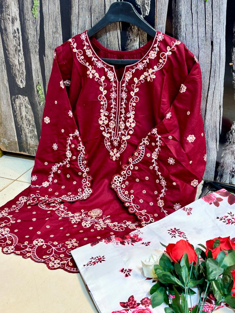 Ready to Wear 2-Piece Pure Cotton Chikankari Suit with Farshi Shalwar