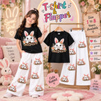 Ready to Wear 2-Piece Kids Rabbit Print T-Shirt and Flapper Set - Cotton Jersey Outfit
